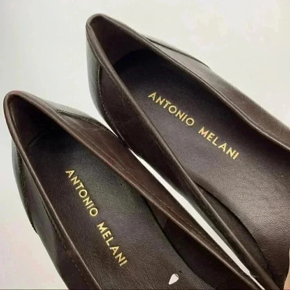 New Antonio Melani flats size 8 brown leather tortoise embossed smoking loafers - Picture 10 of 12